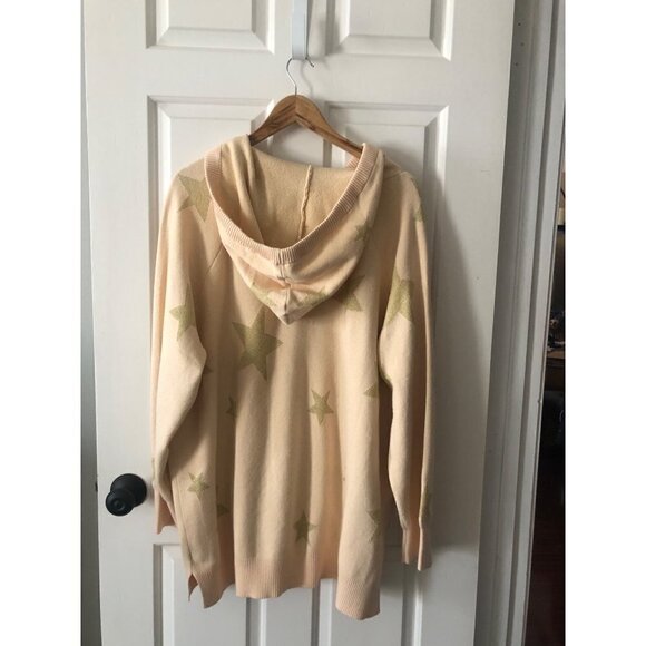 NWOT Woman's Plus Size Torrid Jacquard Pullover Hooded Sweater Ivory and Gold Si - Picture 7 of 12